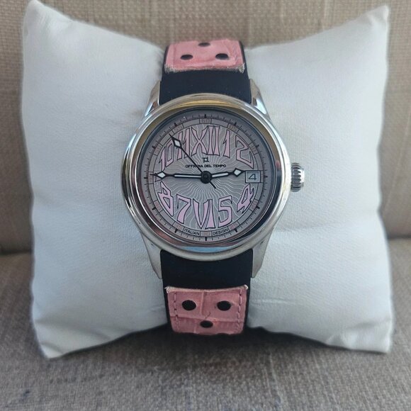 Officina Del Tempo WristWatch Pink Leather Black Rubber Band Date Calendar Watch main image 12